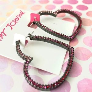Betsey Johnson Prisoner of Love Heart Earrings